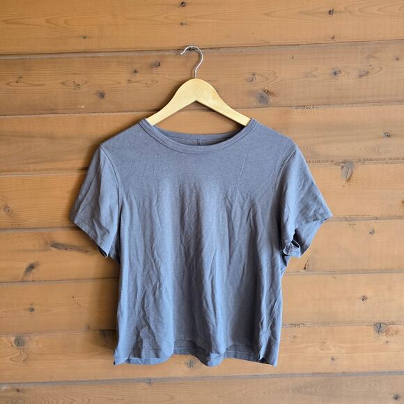 Lululemon Classic Fit Cotton Blend T-Shirt 14 Short Sleeve Boxy Top Nomad Boho - Picture 2 of 8